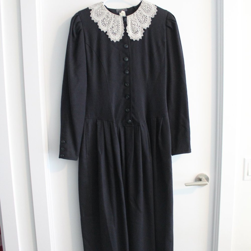 PAUL COSTELLOE Dressage 100% Wool Dress Lace Collar Made in Ireland  sz …